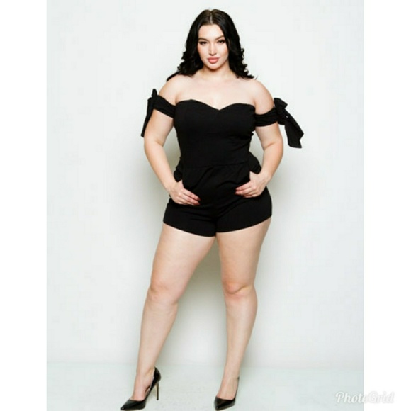 2X-3x  NEW PLUS BLK SEXY ROMPERS - Picture 2 of 6
